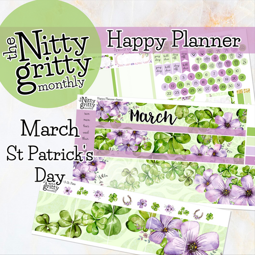 March St Patrick's Day - The Nitty Gritty Monthly - Happy Planner Classic