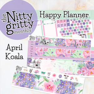 April Koala - The Nitty Gritty Monthly - Happy Planner Classic