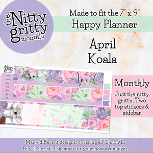 April Koala - The Nitty Gritty Monthly - Happy Planner Classic