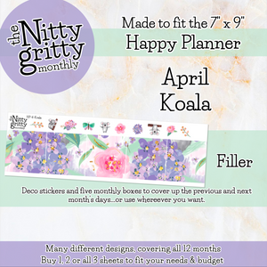 April Koala - The Nitty Gritty Monthly - Happy Planner Classic