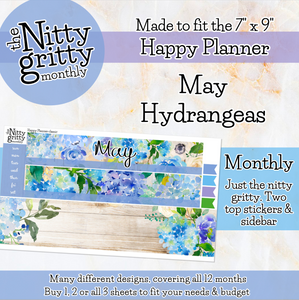 May Hydrangeas - The Nitty Gritty Monthly - Happy Planner Classic