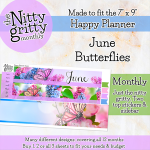 June Butterflies - The Nitty Gritty Monthly - Happy Planner Classic