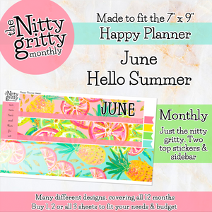 June Hello Summer - The Nitty Gritty Monthly - Happy Planner Classic
