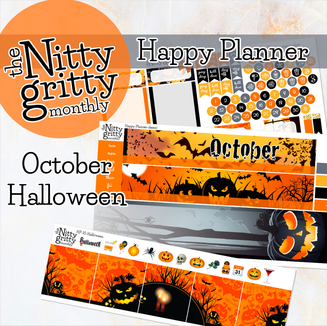October Halloween - The Nitty Gritty Monthly - Happy Planner Classic