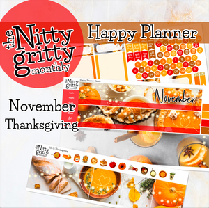 November Thanksgiving - The Nitty Gritty Monthly - Happy Planner Classic