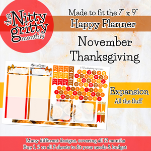 November Thanksgiving - The Nitty Gritty Monthly - Happy Planner Classic