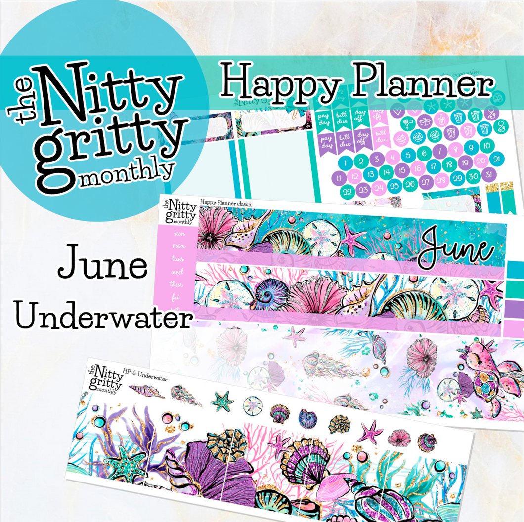June Underwater - The Nitty Gritty Monthly - Happy Planner Classic