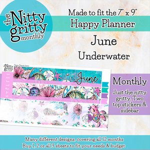 June Underwater - The Nitty Gritty Monthly - Happy Planner Classic
