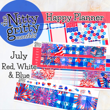 Load image into Gallery viewer, July 4th Red White Blue - The Nitty Gritty Monthly - Happy Planner Classic