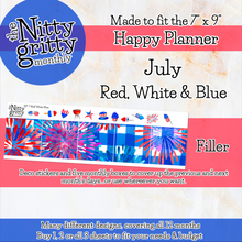 Load image into Gallery viewer, July 4th Red White Blue - The Nitty Gritty Monthly - Happy Planner Classic