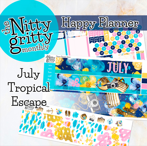 July Tropical Escape - The Nitty Gritty Monthly - Happy Planner Classic