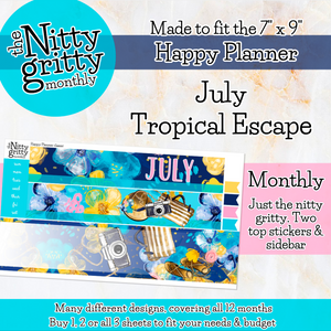 July Tropical Escape - The Nitty Gritty Monthly - Happy Planner Classic