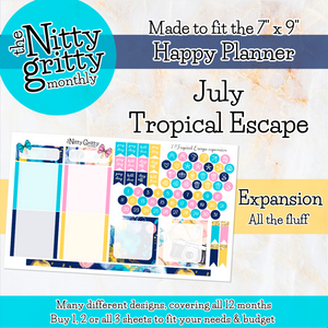 July Tropical Escape - The Nitty Gritty Monthly - Happy Planner Classic