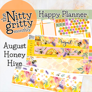 August Honey Hive - The Nitty Gritty Monthly - Happy Planner Classic