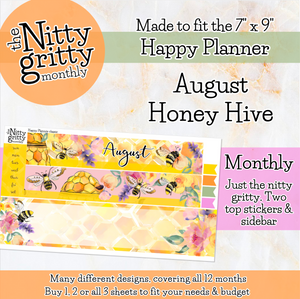 August Honey Hive - The Nitty Gritty Monthly - Happy Planner Classic