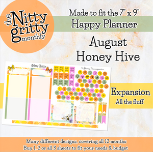 August Honey Hive - The Nitty Gritty Monthly - Happy Planner Classic