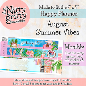 August Summer Vibes - The Nitty Gritty Monthly - Happy Planner Classic
