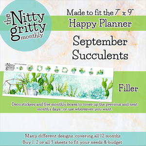 September Succulents - The Nitty Gritty Monthly - Happy Planner Classic
