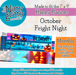 October Fright Night Halloween - The Nitty Gritty Monthly - Happy Planner Classic