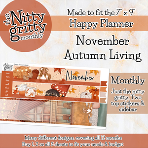 November Autumn Living - The Nitty Gritty Monthly - Happy Planner Classic