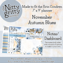 Load image into Gallery viewer, November Autumn Blues - The Nitty Gritty Monthly - Erin Condren Vertical Horizontal
