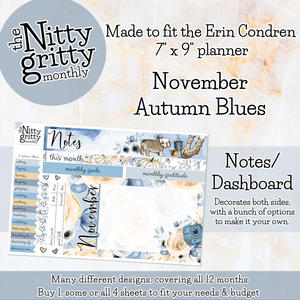 November Autumn Blues - The Nitty Gritty Monthly - Erin Condren Vertical Horizontal
