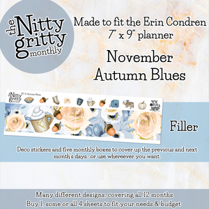 November Autumn Blues - The Nitty Gritty Monthly - Erin Condren Vertical Horizontal