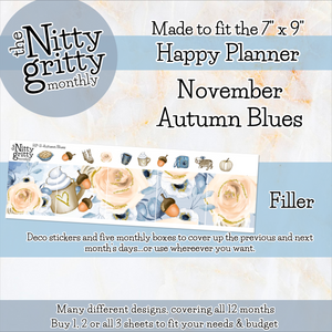 November Autumn Blues - The Nitty Gritty Monthly - Happy Planner Classic