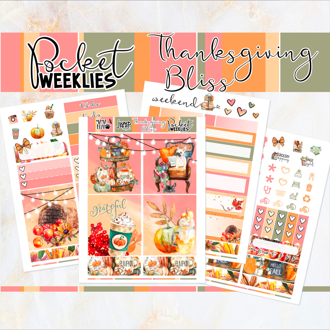 Thanksgiving Bliss - POCKET Mini Weekly Kit Planner stickers