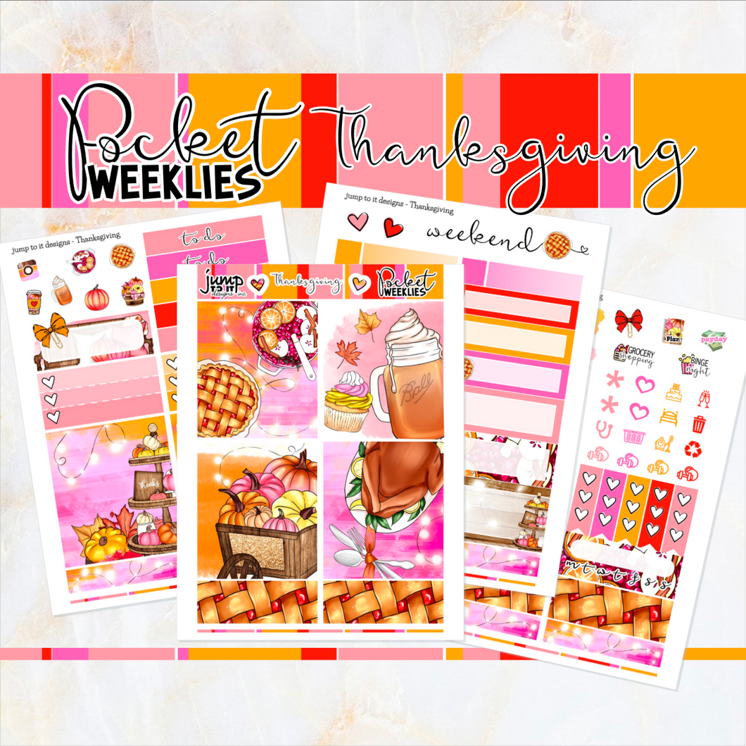 Thanksgiving - POCKET Mini Weekly Kit Planner stickers