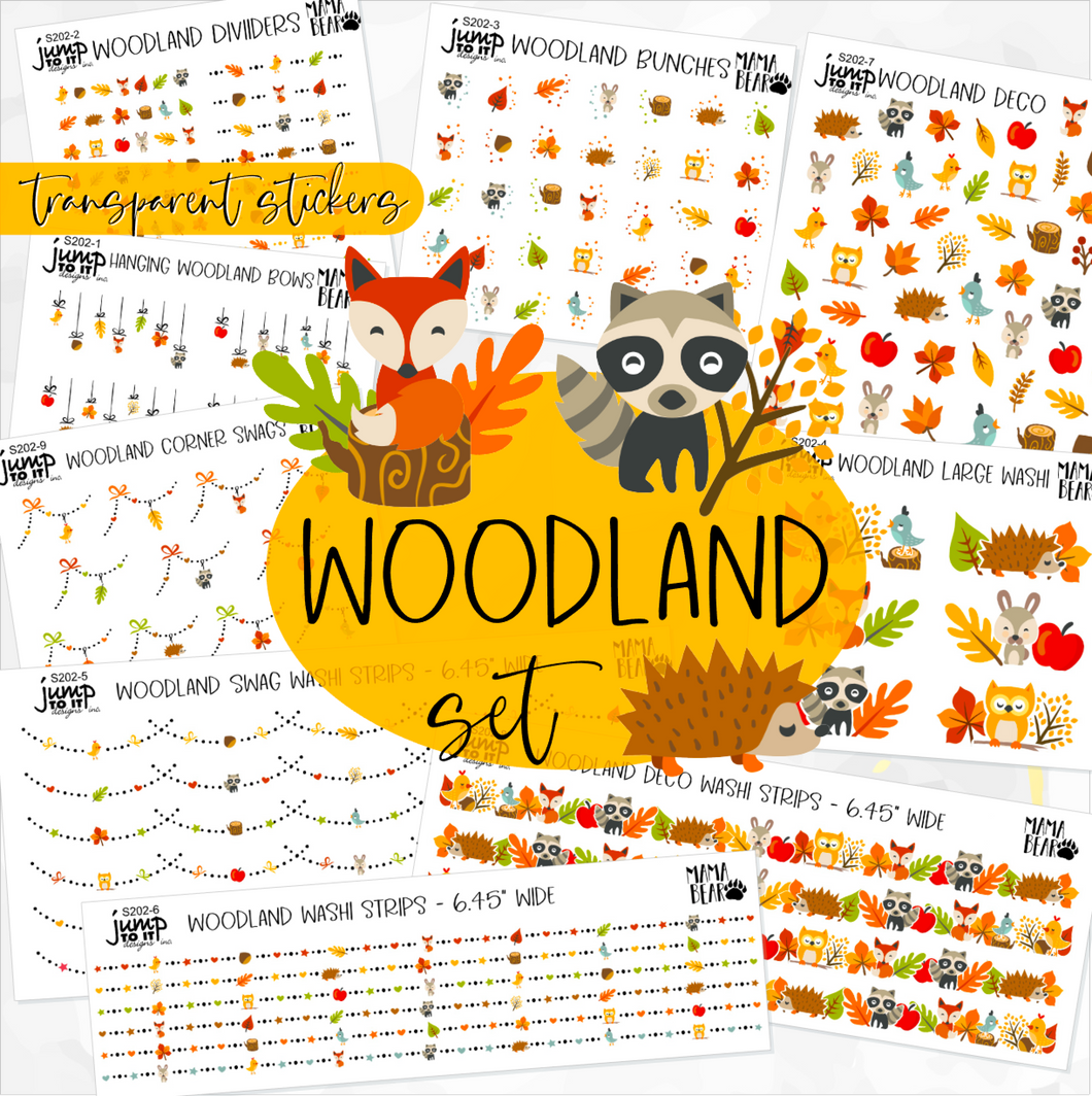WOODLAND • Sticker Theme Collection • Washi, Swags, Tabs, Deco (T-202)