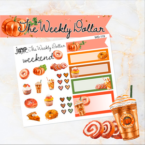 Pumpkin Spice - The Weekly Dollar - planner stickers (WD-119)