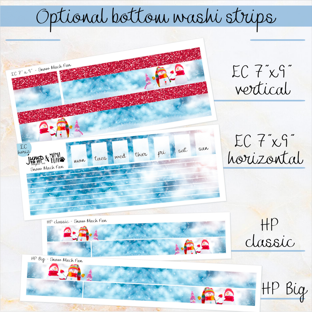 Snow Much Fun - Washi for weekly kits Erin Condren Vertical Horizontal, Happy Planner Classic, Mini & Big