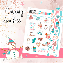 Load image into Gallery viewer, Monthly Deco half sheets - planner stickers December January February        (S-109-16/18)