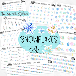SNOWFLAKES • Sticker Theme Collection • Washi, Swags, Tabs, Deco (T-205)