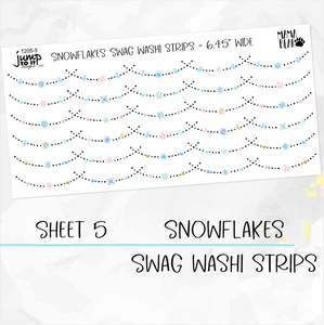 SNOWFLAKES • Sticker Theme Collection • Washi, Swags, Tabs, Deco (T-205)