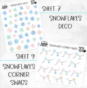 SNOWFLAKES • Sticker Theme Collection • Washi, Swags, Tabs, Deco (T-205)