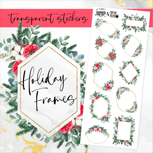 Holiday Christmas Frames Deco sheet - planner stickers          (T-250-1)