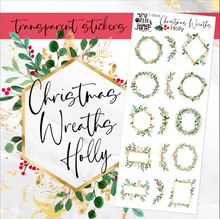 Load image into Gallery viewer, Holiday Christmas Holly Wreath &amp; Swag sheet - planner stickers          (T-250-6)