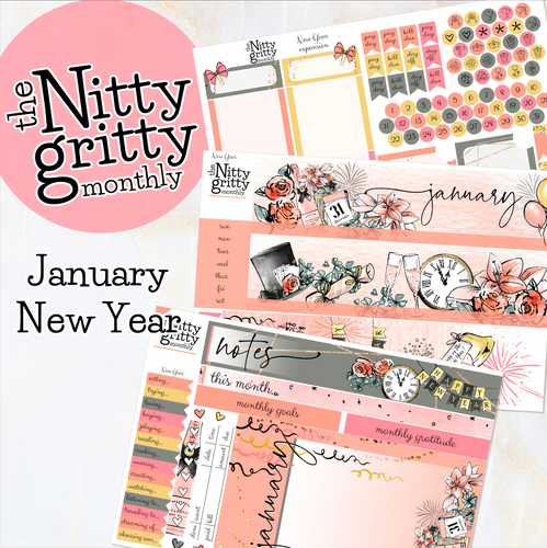 January New Year ’23 - The Nitty Gritty Monthly - Erin Condren Vertical Horizontal