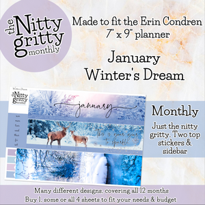 January Winter’s Dream - The Nitty Gritty Monthly - Erin Condren Vertical Horizontal