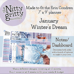 January Winter’s Dream - The Nitty Gritty Monthly - Erin Condren Vertical Horizontal