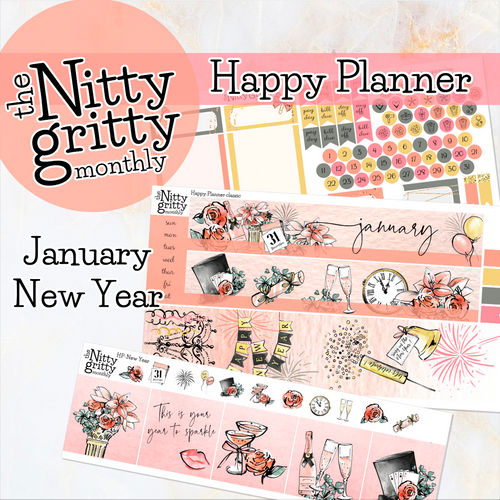 January New Year ’23 - The Nitty Gritty Monthly - Happy Planner Classic