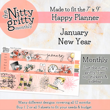 Load image into Gallery viewer, January New Year ’23 - The Nitty Gritty Monthly - Happy Planner Classic