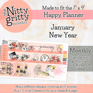 January New Year ’23 - The Nitty Gritty Monthly - Happy Planner Classic