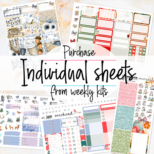 Individual Sheets from Kits  - for Erin Condren Vertical Horizontal, Happy Planner Classic, Mini & Big & Hobonichi Cousin