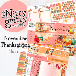 November Thanksgiving Bliss - The Nitty Gritty Monthly - Erin Condren Vertical Horizontal