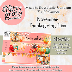 November Thanksgiving Bliss - The Nitty Gritty Monthly - Erin Condren Vertical Horizontal