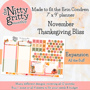 November Thanksgiving Bliss - The Nitty Gritty Monthly - Erin Condren Vertical Horizontal