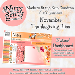 November Thanksgiving Bliss - The Nitty Gritty Monthly - Erin Condren Vertical Horizontal